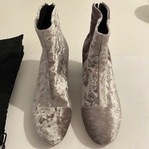 Rag & Bone Drea Silver Crushed Velvet Ankle Boots